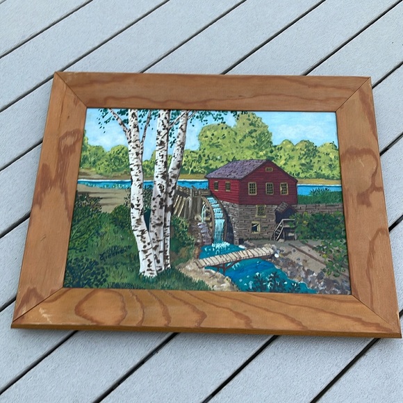 Water Mill Painting, Framed 16x20 - Picture 5 of 8
